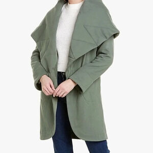 Bagatelle ColleSweater Womens Large Quilted Open Front Cozy Pockets Lounge Green